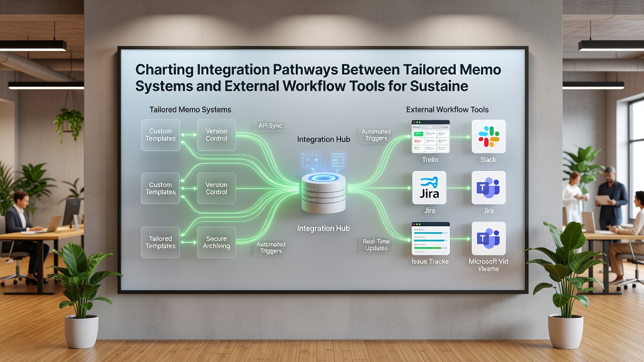 Flowchart illustrating API connections and data synchronization between memo tools and external workflow applications