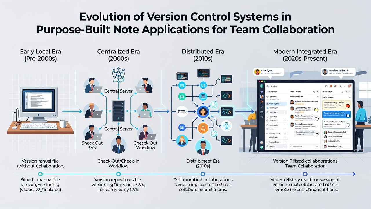Screenshot of a note application interface displaying branch history, merge options, and collaborative edit timelines
